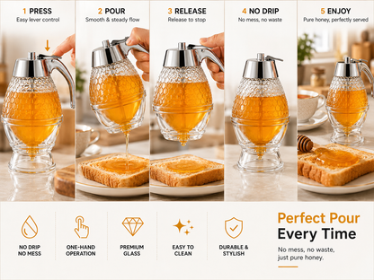 Premium No-Drip Honey Dispenser